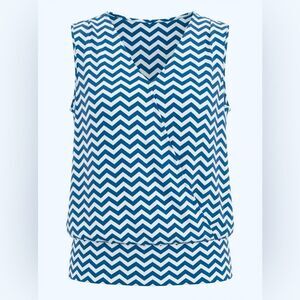 LULU-B WOMENS SLEEVELESS TUNIC BLUE AND WHITE SIZE S